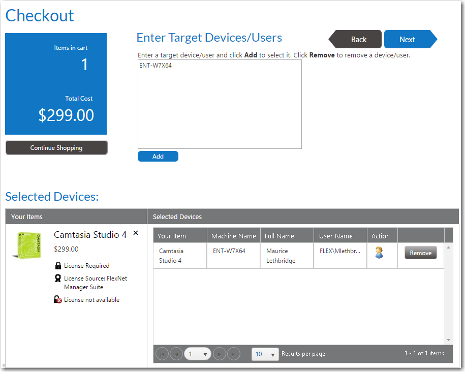 Enter Target /Users Panel / Checkout Wizard