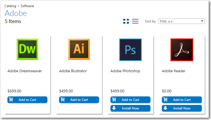 Install Now Button on Browse Catalog Tab