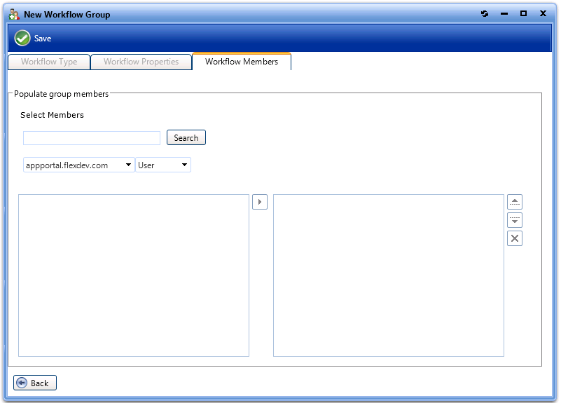 Approval Group Properties Dialog Box / Workflow Members Tab