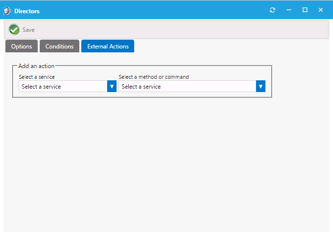 External Actions Tab of Workflow Step Properties Dialog Box